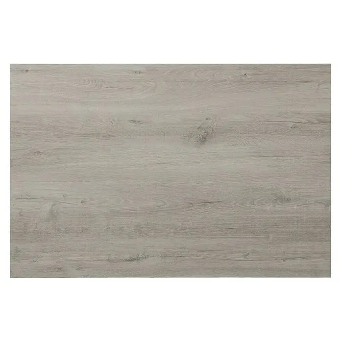 Tischplatte - Romantik Eiche, 120 cm x 80 cm x 25 mm - Nahaufnahme einer hellgrauen Holzplatte mit sichtbarer Maserung, ideal für Möbel oder Innenausbau.
