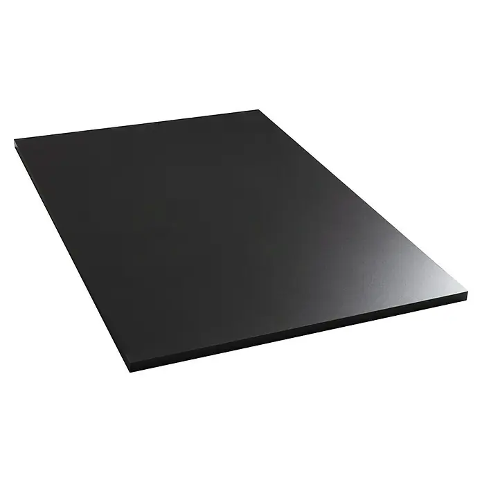 Tablero de mesa - Antracita, 120 cm x 80 cm x 25 mm - Encimera de cocina negra: Primer plano de una encimera de cocina negra moderna con una superficie lisa y un diseño elegante.