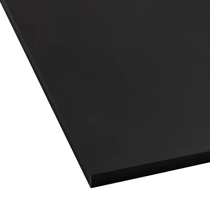 Tablero de mesa - Antracita, 120 cm x 80 cm x 25 mm - Primer plano de una mesa negra, que proporciona una estética elegante y moderna para oficinas o espacios de trabajo.