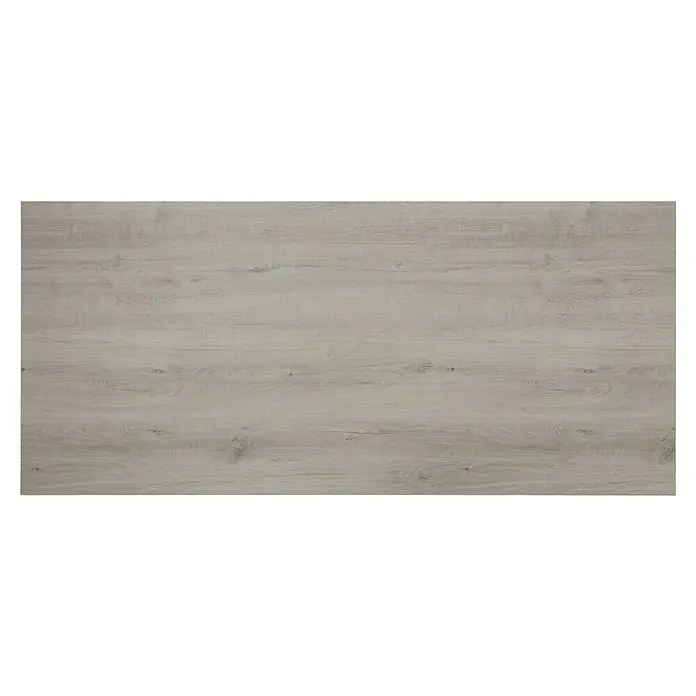 Tischplatte - Romantik Eiche, 200 cm x 90 cm x 25 mm - Nahaufnahme einer hellgrauen Holzplatte mit natürlicher Maserung und subtilen Details, ideal für Möbel oder Bodenbeläge.