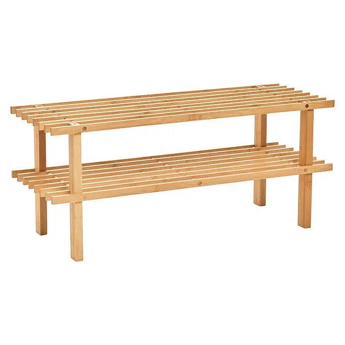 Zeller Present Schuhregal - L x B x H: 70 x 26 x 30 cm, Braun, Holz - Holz Schuhregal mit zwei Ablageflächen. Das Schuhregal ist aus hellem Holz gefertigt und bietet Platz für mehrere Paar Schuhe.
