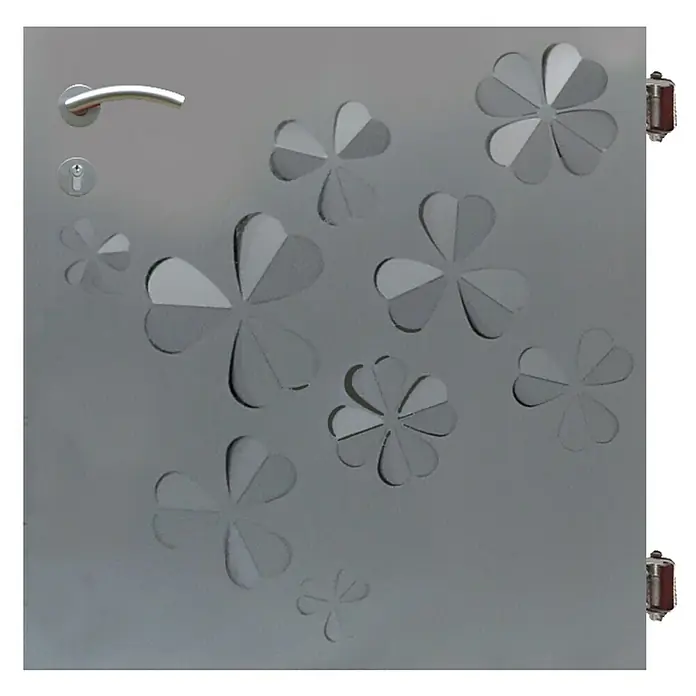 Gabio Zauntor Glücksklee - 4,2 x 90 cm, Stahl, Anthrazit - Graue Metalltür mit Türgriff, Schloss und einem auffälligen Kleeblattmuster. Ideal für einen stilvollen Eingangsbereich.