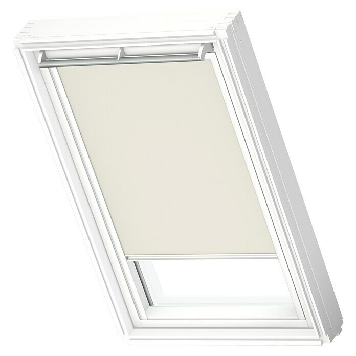 Velux Dachfensterrollo DKL MK08 1085SWLFarbe: Hellbeige - 1085SWL, Farbe Schiene: Weiß, Manuell Diagonal View