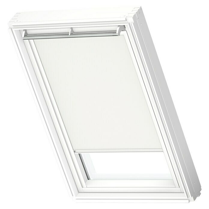 Velux Dachfensterrollo DKL P08 1025SWLFarbe: Weiß - 1025SWL, Farbe Schiene: Weiß, Manuell Diagonal View