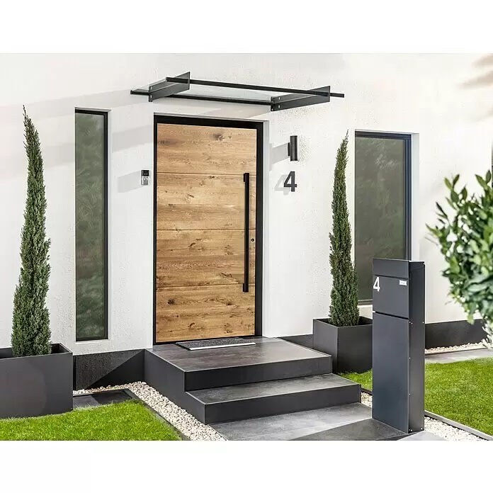 Portofino Blackline Edition Haustür 702PF Nero - 110 x 210 cm, DIN Anschlag: Rechts - Stimmungsaufnahme