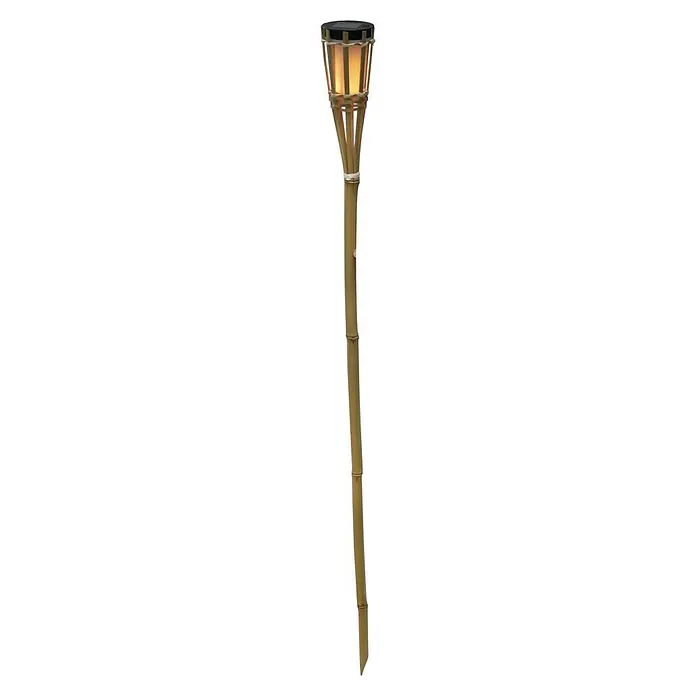 New Garden Antorcha de bambú Hiama - Ø x Al: 8,5 x 120 cm, Color de luz: Blanco cálido - Esta antorcha solar de jardín con aspecto de bambú proporciona un ambiente acogedor y relajante en el jardín. Ideal para largas tardes de verano.