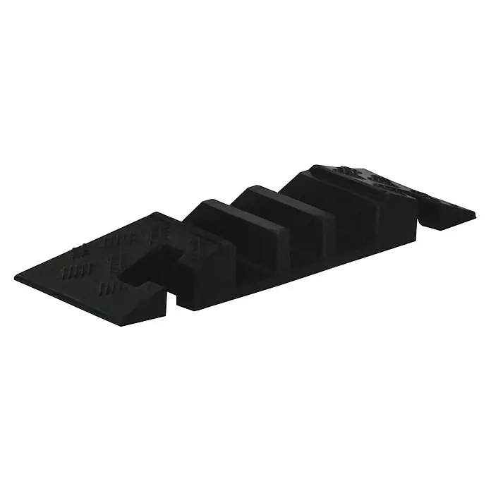 Schake Schlauch- & Kabelbrücke System A Endstück mit Adapter - Höhe: 75 mm, Schwarz - Schwarzer Kabelkanal mit mehreren Schlitzen zur ordentlichen Kabelführung und Organisation auf Schreibtischen oder Arbeitsflächen.