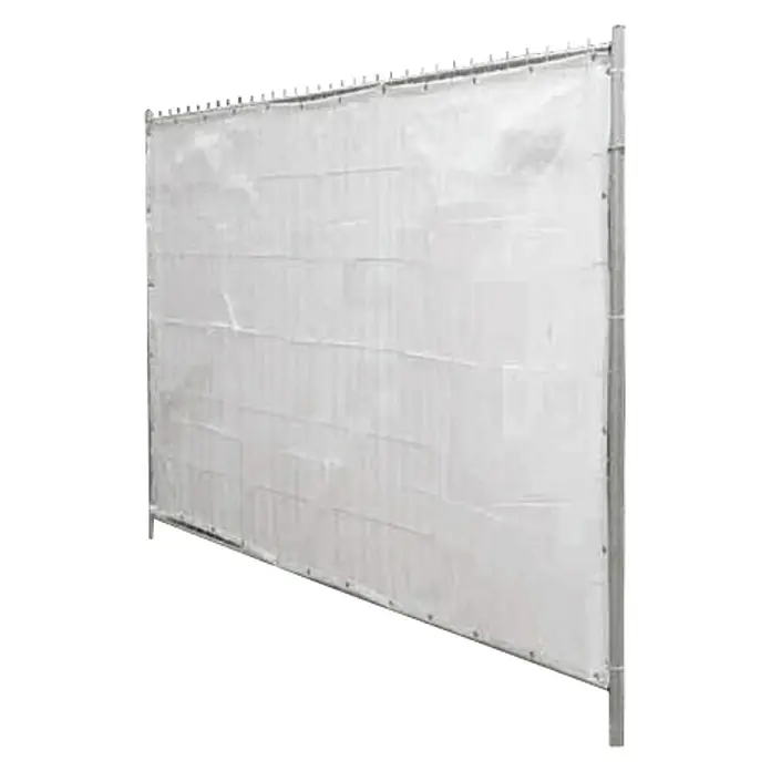 Schake Sichtschutz B1 zertifiziert - L x H: 3,5 x 2 m, Weiß, B1 zertifiziert nach EN 13501-1 - Eine weiße Sichtschutzwand mit einem Metallrahmen, ideal für den Einsatz im Freien zur Wahrung der Privatsphäre oder als Windschutz.