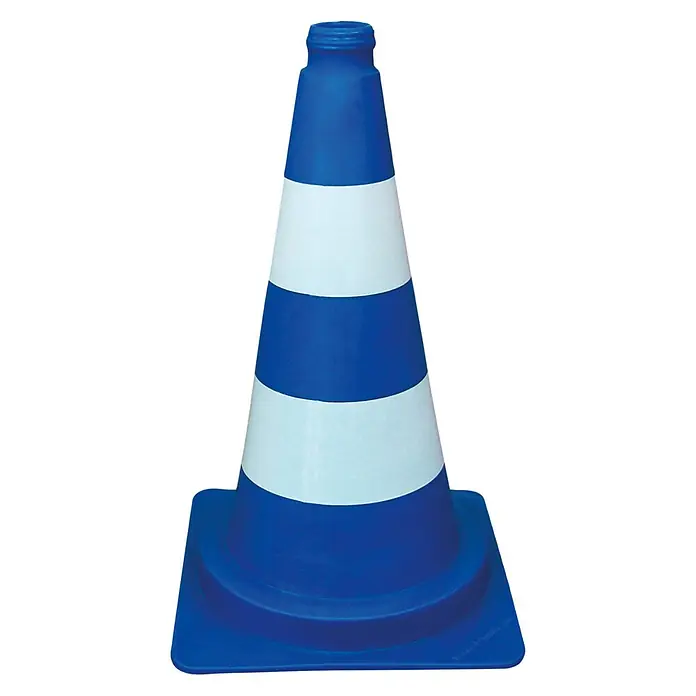 Schake Leitkegel - Höhe: 320 mm, Blau, weiß, Kunststoff - Blauer Verkehrskegel mit weißen Streifen, ideal zur Verkehrssicherung und Baustellenabsicherung. Robust und gut sichtbar.