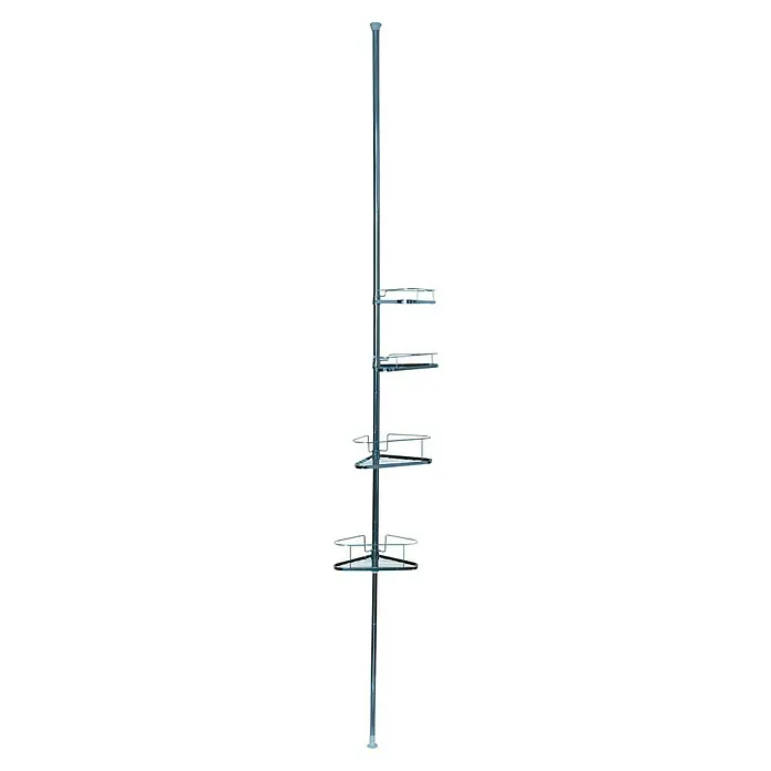 MSV Cesta de baño telescópica - 35,5 x 35,5 x 250 cm, Cromo - Un toallero cromado con múltiples brazos dispuestos en espiral, que ofrece amplio espacio para toallas y aporta un toque moderno al baño.