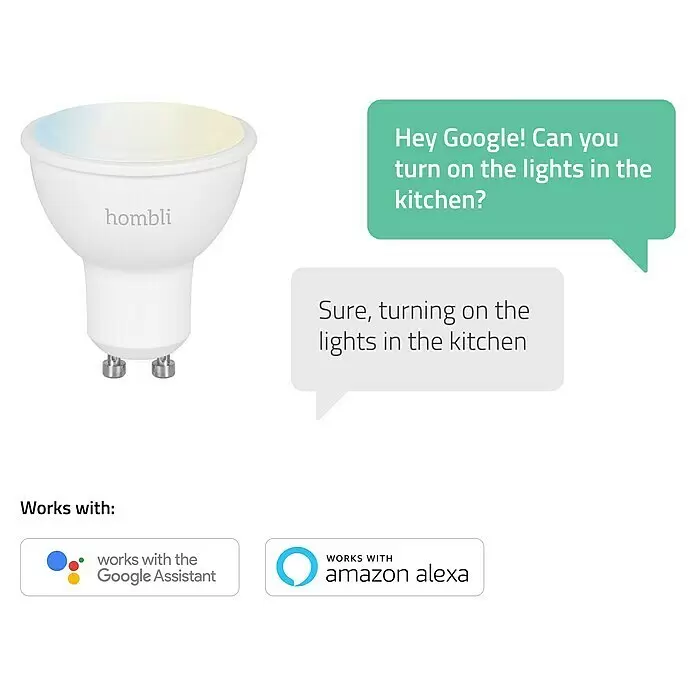 Hombli Smart-LED-Lampe Reflektor GU10GU10, Dimmbar, Warmweiß, 350 lm, 4,5 W