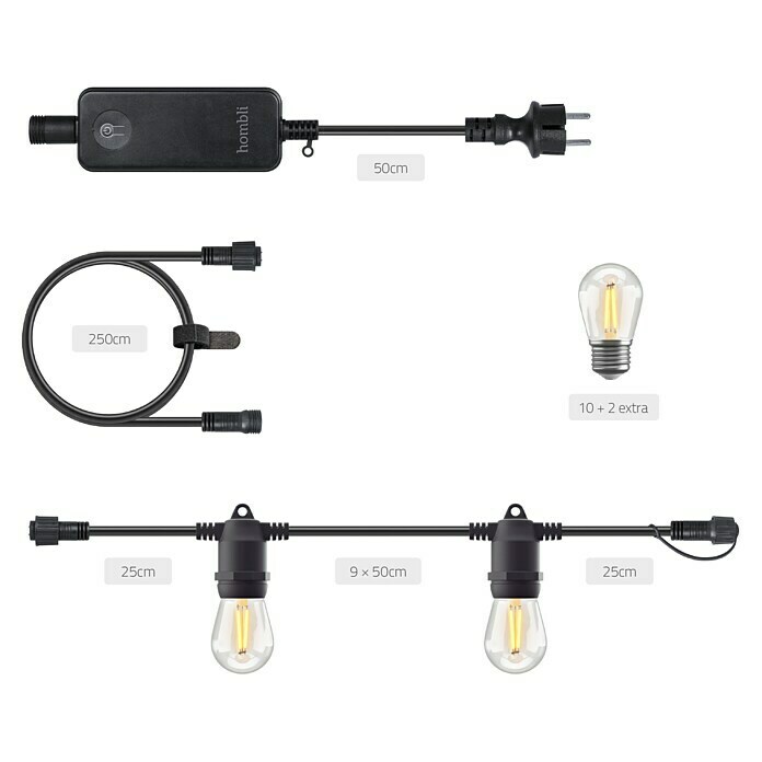 Hombli LED-LichterketteAußen, 500 cm, Lichtfarbe: Warmweiß Sketch