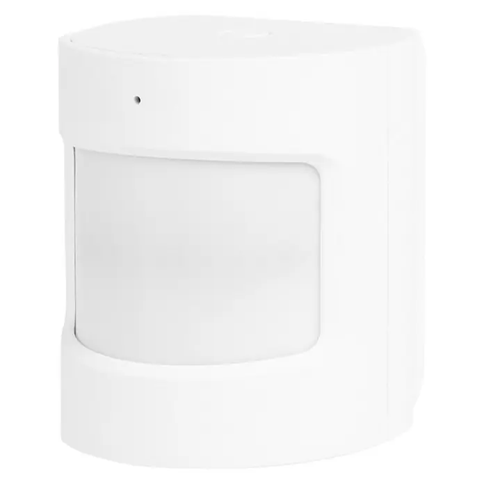 Hombli Bewegungsmelder - Reichweite Sensor: 8 m, Weiß, Erfassungswinkel Sensor: 120 °, L x B x H: 3,5 x 3,8 x 4,65 cm - Nahaufnahme eines weißen Bewegungsmelders mit einem rechteckigen Sensorfenster und abgerundeten Kanten.