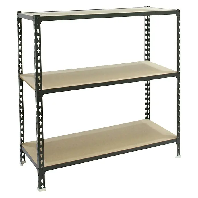 Simonrack Simonclick Metallregal Maderclick PlusH x B x T: 100 x 100 x 40 cm, Traglast pro Boden: 150 kg, Anzahl Böden: 3 Stk., Stecken, Anthrazitgrau - Dreistufiges Regal mit Metallrahmen und hellen Holzregalen für zusätzlichen Stauraum.
