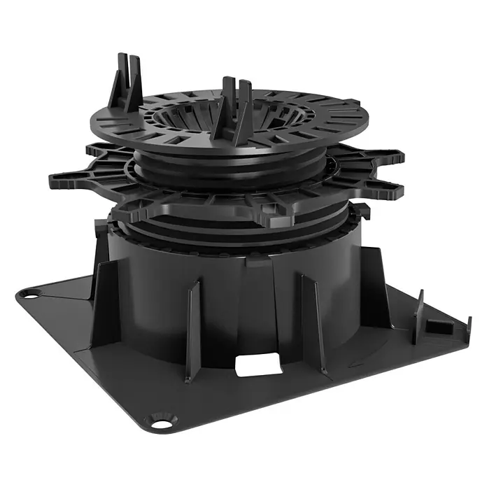 Terrassenfuß TL12 L-Aufnahme - 1 Stk., Höhenverstellung: 6 cm - 15 cm - Schwarzer Terrassenfuß mit Nivellierfunktion zur einfachen und präzisen Ausrichtung von Terrassenbelägen.
