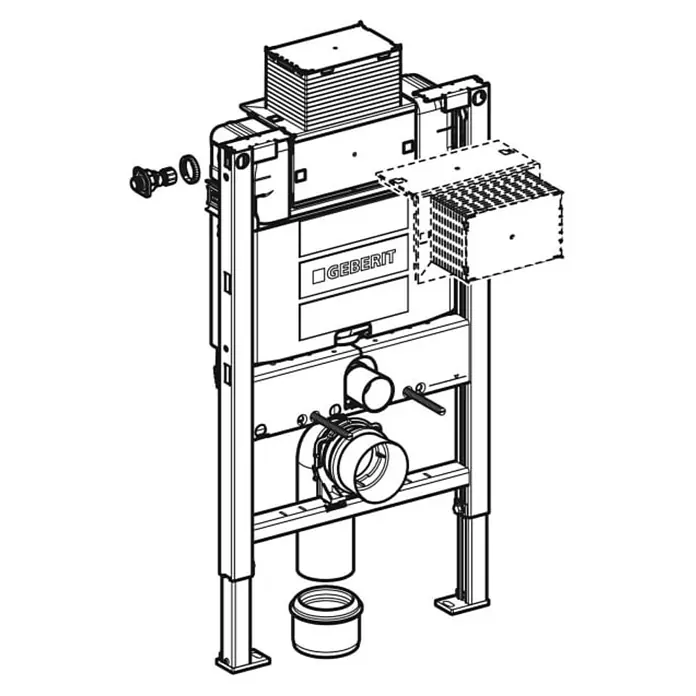 Geberit Duofix WC-Vorwandelement Omega 111.003.00.1 - 2-Mengen-Spülung, 17 x 50 x 82 cm - Geberit Installationssystem: Ein Sanitär-Installationsrahmen mit Spülkasten und Befestigungsmaterial, ideal für moderne Badezimmer.