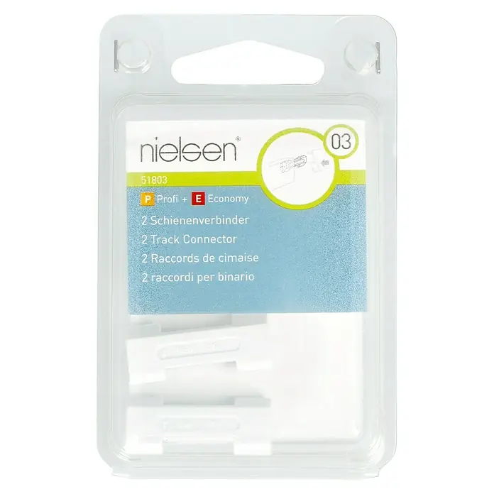 Nielsen Schienenverbinder - Passend für: Nielsen Galerieschiene Economy/Profi - Verpackung von Nielsen Schienenverbinder, 2 Stück, für die einfache und professionelle Verbindung von Schienen. Ideal für Bilderaufhängung.
