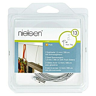 Nielsen Stahlseil (L x B: 200 cm x 1,3 mm, Passend für: Nielsen Galerieschiene Economy/Profi, Mit Schraubgleiter)