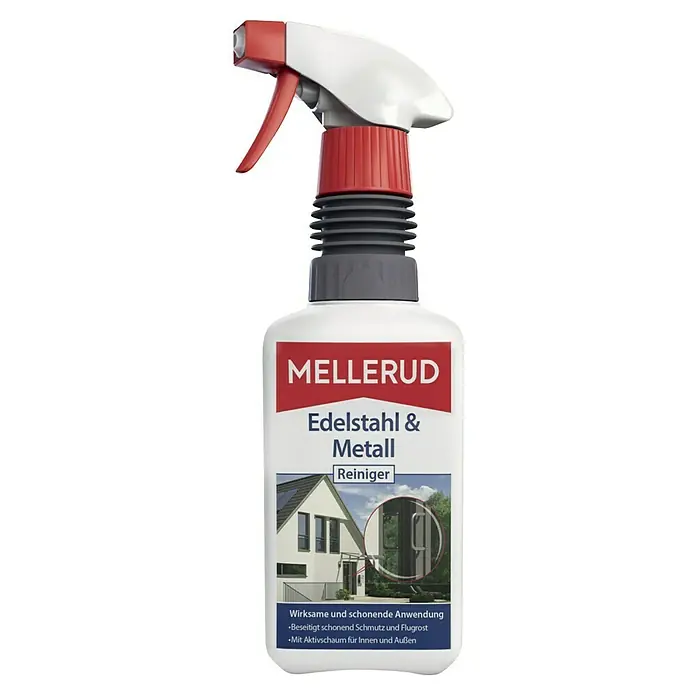 Mellerud Reinigungsmittel Edelstahl & Metall Reiniger - 500 ml - Mellerud Edelstahl- & Metallreiniger in Sprühflasche. Ideal für streifenfreien Glanz auf Edelstahl und Metalloberflächen im Innen- und Außenbereich.