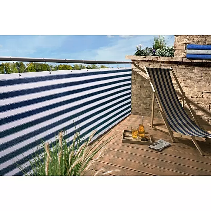 Gardol Balkonsichtschutz - Blau/Weiß, 5 x 0,9 m - Stimmungsaufnahme