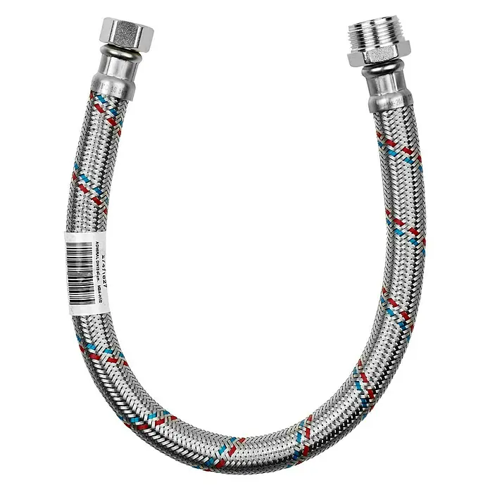 Admiral Flexo de conexión DN13 M-H - ¾″/½″, Largo: 50 cm, Macho - Hembra - Conector flexible de grifo con malla de acero inoxidable, ideal para instalaciones de fontanería.