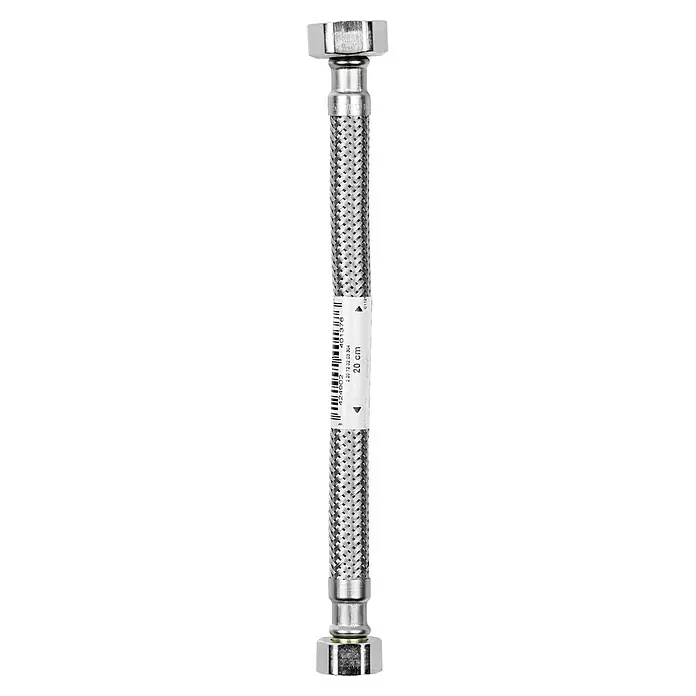 Admiral Flexo de conexión DN8 H-H - ⅜″/½″, Largo: 20 cm, Hembra - Hembra - Manguera flexible de acero inoxidable, de 20 cm de longitud, ideal para instalaciones de fontanería. Construcción duradera para suministro de agua confiable.