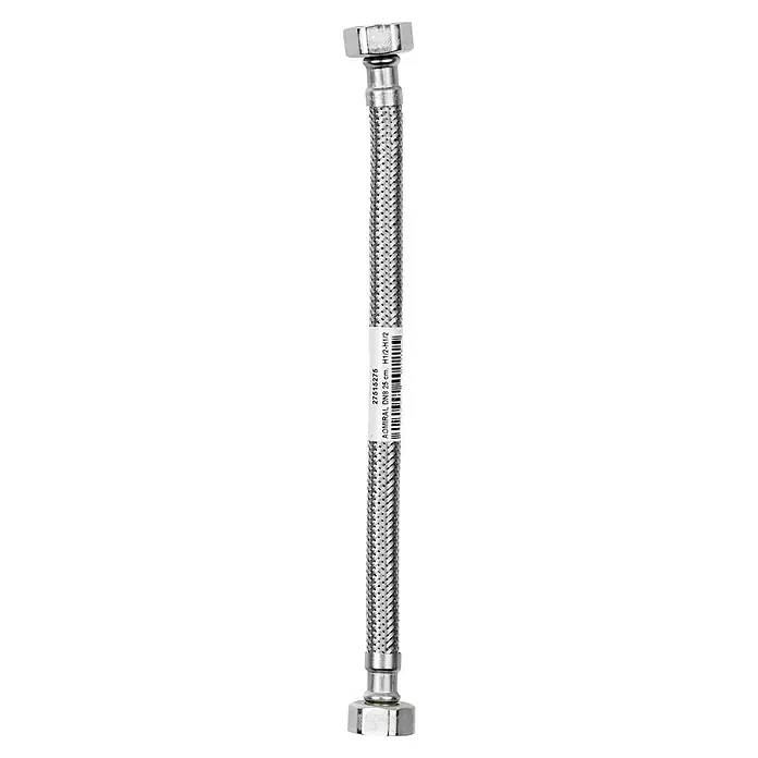 Admiral Flexo de conexión DN8 H-H - ½″/½″, Largo: 25 cm, Hembra - Hembra - Manguera de entrada de agua flexible con trenzado de acero inoxidable y conexiones con tuercas hexagonales para aplicaciones sanitarias.