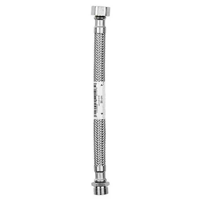 Admiral Flexo de conexión DN8 M-H - ⅜″/⅜″, Largo: 20 cm, Macho - Hembra - Conector flexible de grifo con malla de acero inoxidable y etiqueta, de 20 cm de largo, componente de fontanería.