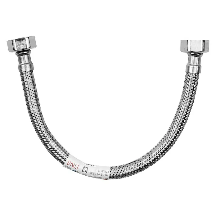 Admiral Flexo de conexión DN8 H-H - ½″/½″, Largo: 30 cm, Hembra - Hembra - Manguera flexible de conexión de grifo de acero inoxidable con extremos roscados para una fácil instalación.