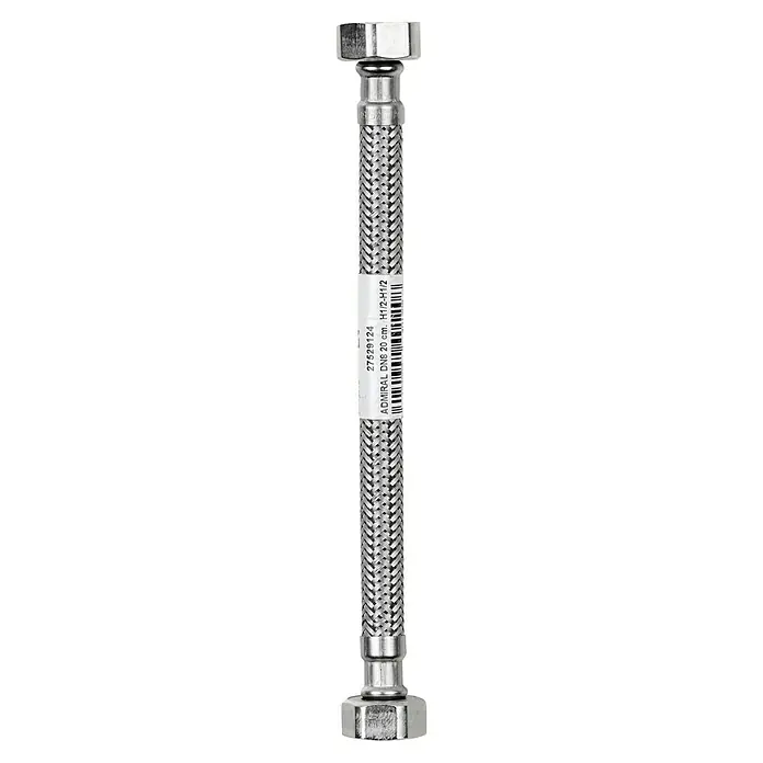 Admiral Flexo de conexión DN8 H-H - ½″/½″, Largo: 20 cm, Hembra - Hembra - Conector flexible para grifo con trenzado de acero inoxidable y tuercas hexagonales, asegurando instalaciones seguras.
