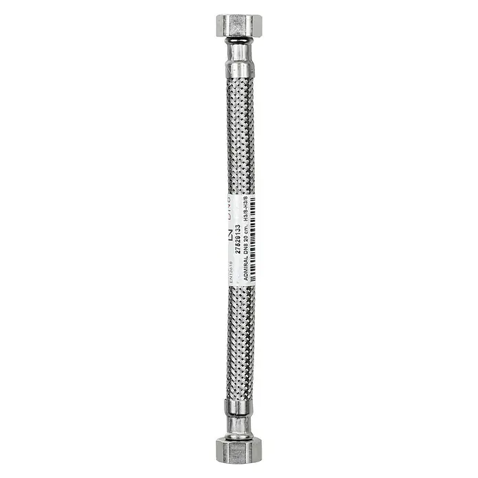 Admiral Flexo de conexión DN8 H-H - ⅜″/⅜″, Largo: 20 cm, Hembra - Hembra - Manguera flexible de acero inoxidable con conexiones roscadas para aplicaciones sanitarias. Ideal para conexiones de agua.