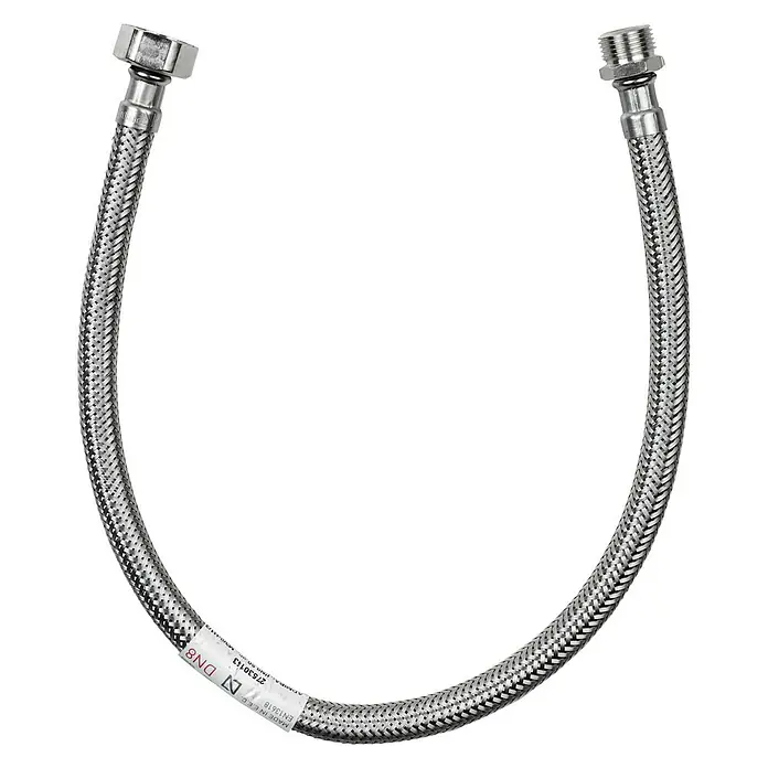 Admiral Flexo de conexión DN8 M-H - ⅜″/½″, Largo: 50 cm, Macho - Hembra - Manguera flexible de acero inoxidable con conexiones roscadas para aplicaciones de fontanería. Su diseño flexible facilita la instalación.
