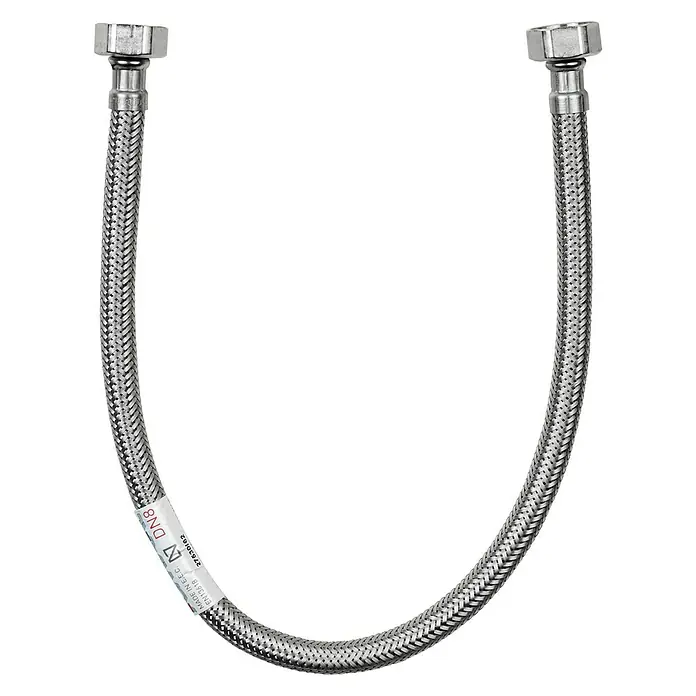 Admiral Flexo de conexión DN8 H-H - ½″/½″, Largo: 50 cm, Hembra - Hembra - Manguera flexible trenzada con racores roscados, ideal para aplicaciones de fontanería. Construcción de alta calidad asegura un suministro de agua fiable.