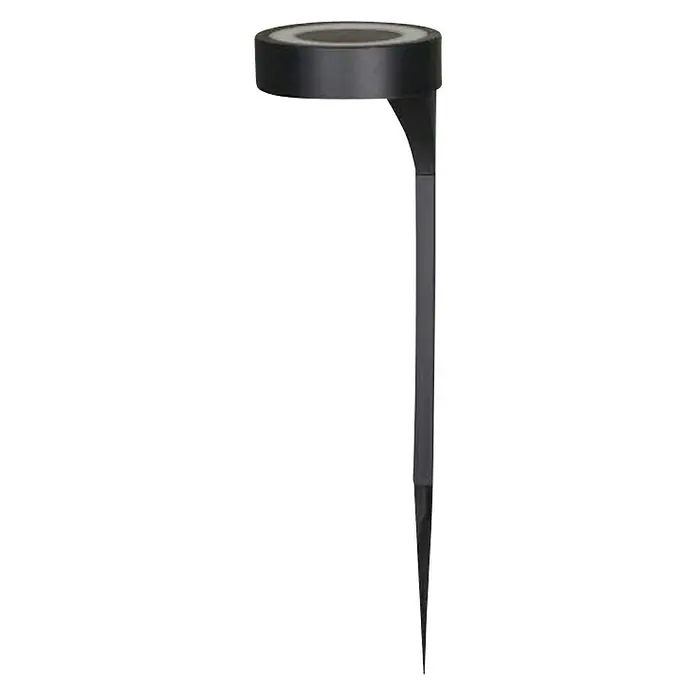 Estaca solar Orange - L x An x Al: 11 x 11 x 40 cm, Negro, IP33, 10 lm - Imagen de una elegante luz de jardín negra con estaca de tierra. La luz proporciona iluminación exterior moderna.