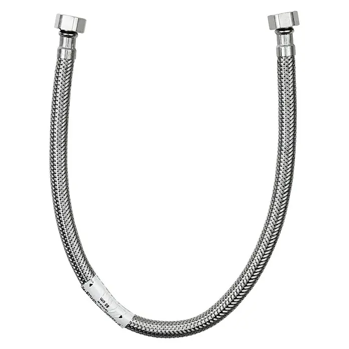 Admiral Flexo de conexión DN8 H-H - ⅜″/⅜″, Largo: 50 cm, Hembra - Hembra - Conector de grifo trenzado de acero inoxidable con tuercas de acoplamiento para grifos de agua y duchas.