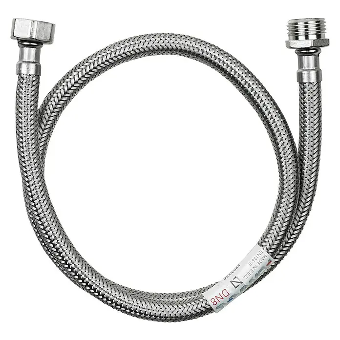 Admiral Flexo de conexión DN8 M-H - ½″/½″, Largo: 80 cm, Macho - Hembra - Manguera flexible de acero inoxidable con dos conexiones, ideal para sistemas de fontanería y calefacción.