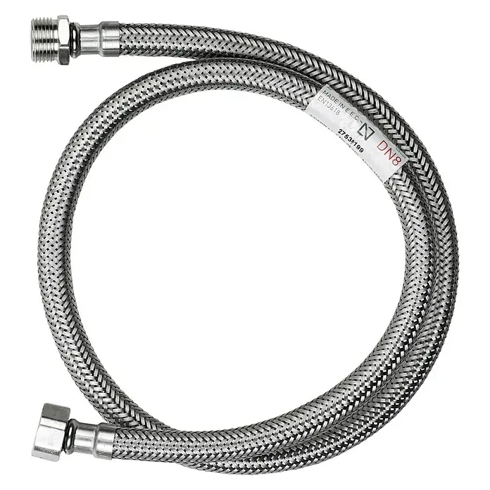 Admiral Flexo de conexión DN8 M-H - ⅜″/⅜″, Largo: 80 cm, Macho - Hembra - Conector flexible para grifo con trenzado de acero inoxidable y conexiones roscadas para una conexión fiable.