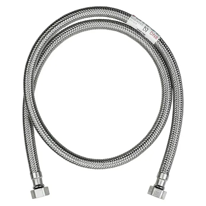 Admiral Flexo de conexión DN8 H-H - ⅜″/⅜″, Largo: 100 cm, Hembra - Hembra - Manguera flexible de acero inoxidable para grifo, ideal para lavabos y fregaderos, con marcado DN8 para un rendimiento fiable.