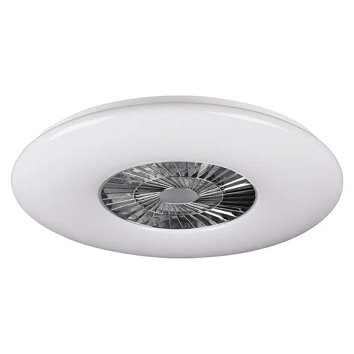 Trio Lighting Ventilador de techo Visby - Blanco, 75 cm, 60 W, Blanco neutro - Una lámpara de techo redonda moderna con ventilador integrado, ideal para espacios habitables. El diseño blanco se integra perfectamente en cualquier decoración.