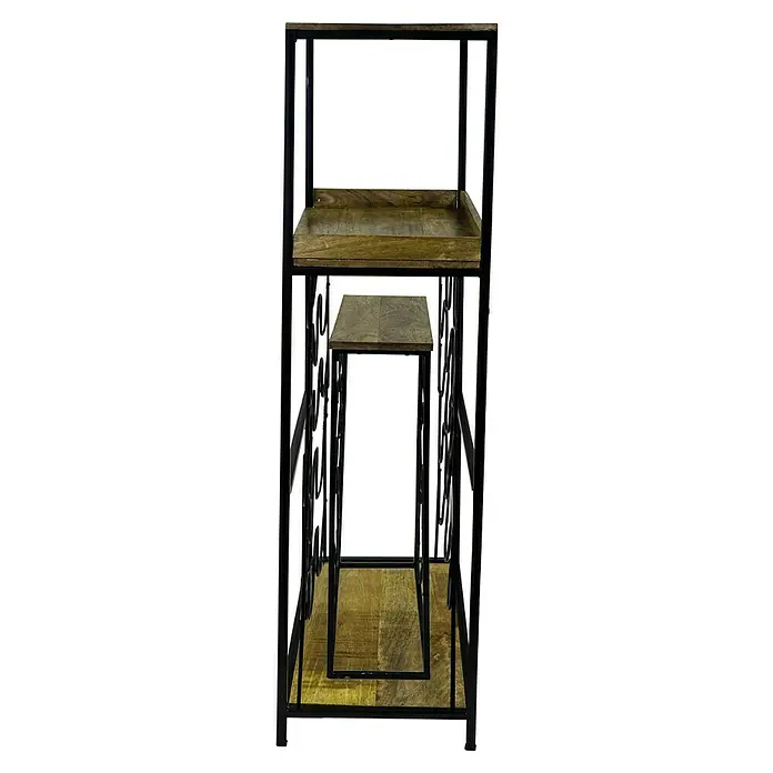 Weinregal - Anzahl Flaschen: 20 Stk., Stahl - Elegantes Regal mit Holzablagen und filigranem, schwarzem Metallgestell. Ein stilvolles Möbelstück für jeden Raum, das Funktionalität und Design vereint.