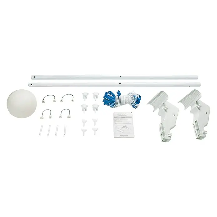 Intex Frame-Pool Ultra Quadra XTR - L x B x H: 732 x 366 x 132 cm, Dunkelgrau, 31.800 l, Krystal Clear Sandfilteranlage & Salzwassersystem QX2100 - Komponenten für ein Schwimmbadzaun-Set mit weißen Stangen, Netz, Kugeln und Halterungen für die Installation.