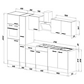 Respekta Küchenzeile KB300EYW (Breite: 300 cm, Mit Elektrogeräten, Weiß Seidenglanz)