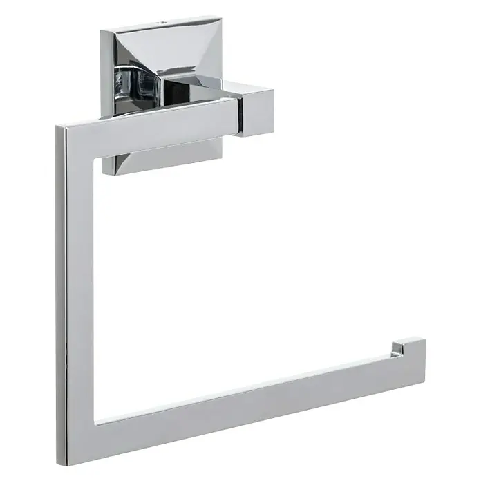 Tatay Iconik Toallero de anilla - Cromo, Resplandeciente - Toallero de aro cromado brillante con un diseño cuadrado, perfecto para un baño moderno. Ideal para colgar toallas cerca del lavabo.
