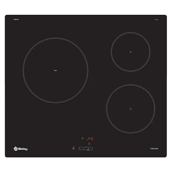 Balay Placa de cocción 3EB864EN - Número de fogones de inducción: 3 ud. - Una placa de inducción Balay negra con tres zonas de cocción y controles digitales para una cocción precisa.