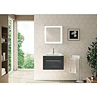 Camargue Stella Wastafelonderkast (59,2 x 40,8 x 39 cm, Met verlichting, Dark oak)