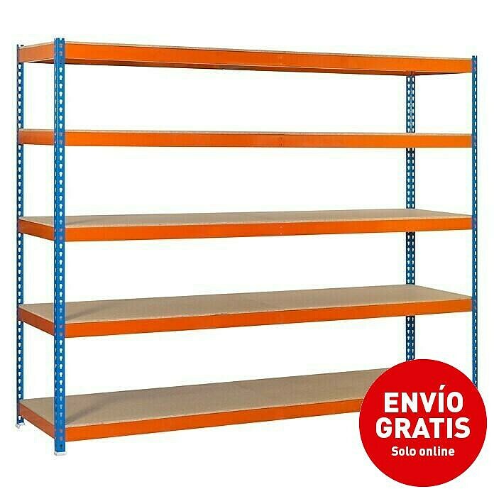 Simonrack Simontaller Estantería para cargas pesadas Ecoforte Chipboard (L x An x Al: 60 x 150 x 250 cm, Capacidad de carga: 400 kg/balda, Número de baldas: 5 ud.)