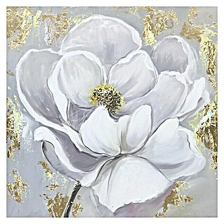 Cuadro pintado a mano Flor Blanca (Flor, An x Al: 60 x 60 cm)
