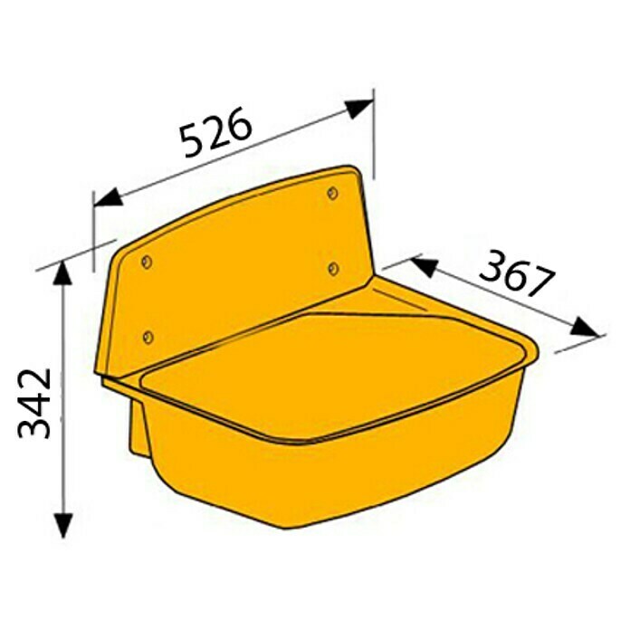 Ausgussbecken52,6 x 36,7 cm, Kunststoff, Schwarz Top View