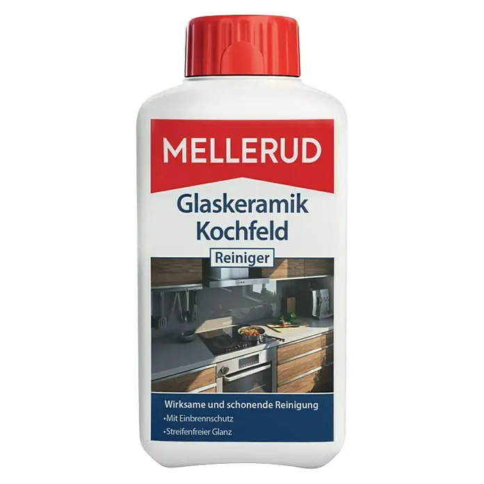 Mellerud Glaskeramik-Kochfeld-Reiniger - 500 ml, Flasche mit kindergesichertem Verschluss - Produktbild von Mellerud Glaskeramik Kochfeld Reiniger für die Reinigung von Glaskeramik-Kochfeldern.