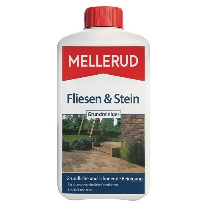 Mellerud Reinigungsmittel Fliesen & Stein Grundreiniger1 l, Flasche mit kindergesichertem Verschluss Front View